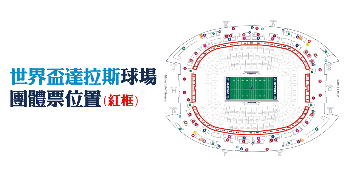 世界杯達拉斯球場座位圖
